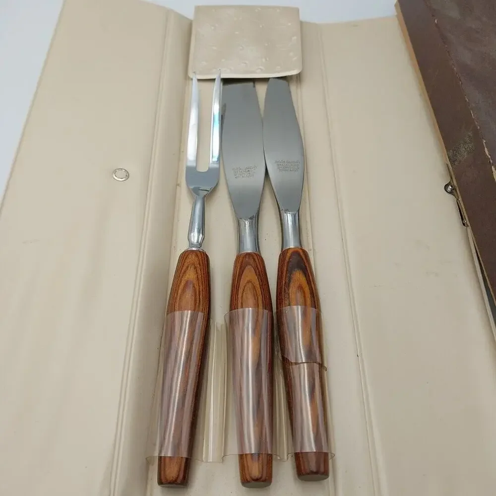 Mode‎ Carving Set DANISH SHEFFIELD ENGLAND 3 Piece With Case